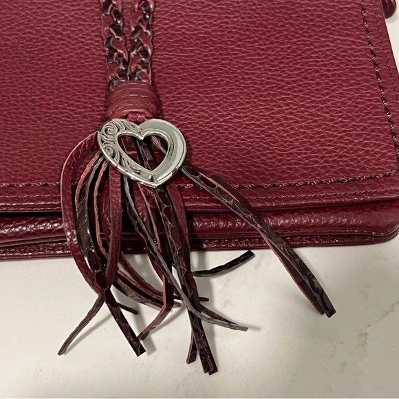Brighton Burgundy leather crossbody mini-bag/wallet - Picture 3 of 15